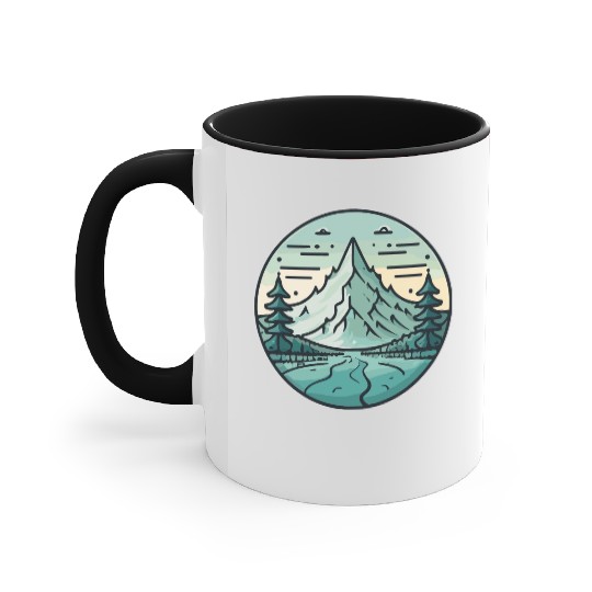 Mountain Landscape In Winter Accent Mugs