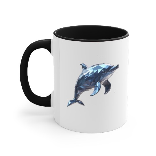 Geometric Style Dolphin Accent Mugs