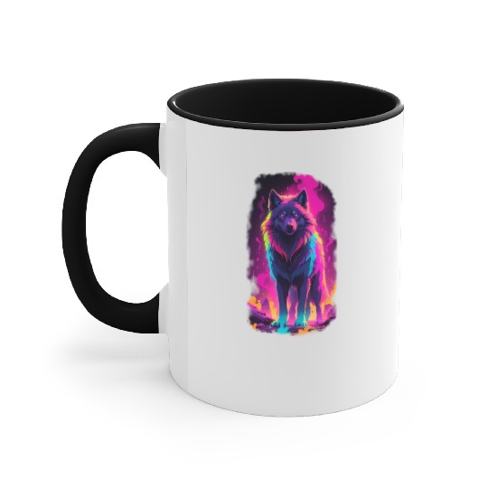 neon wolf Accent Mugs