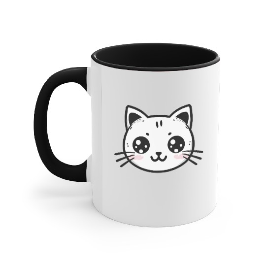 Cute Cat - Kawaii Kitten - cat lovers Accent Mugs