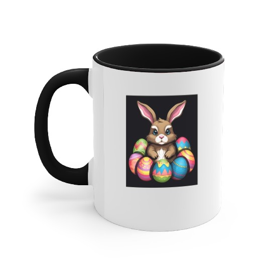 Easter Bunny Rabbit Colorful Eggs Easter Egg Hunt Accent Mugs