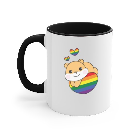 Rainbow Flag Pride Lgbtq Cute Hamster Love Accent Mugs