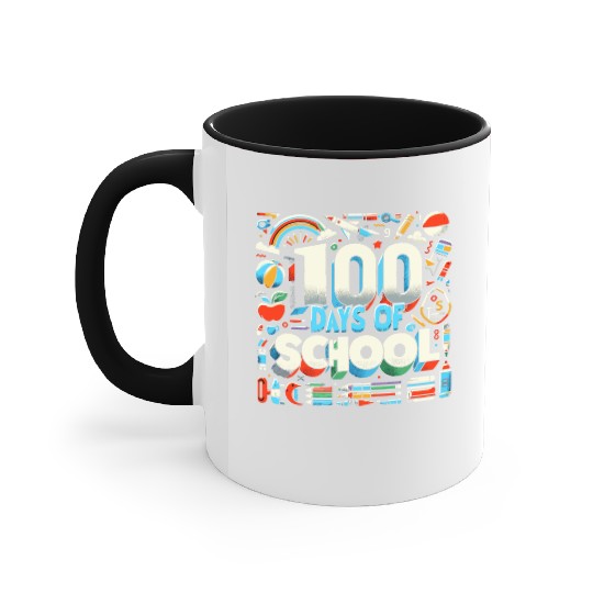 100 Days of School Teacher Student Education Accent Mugs