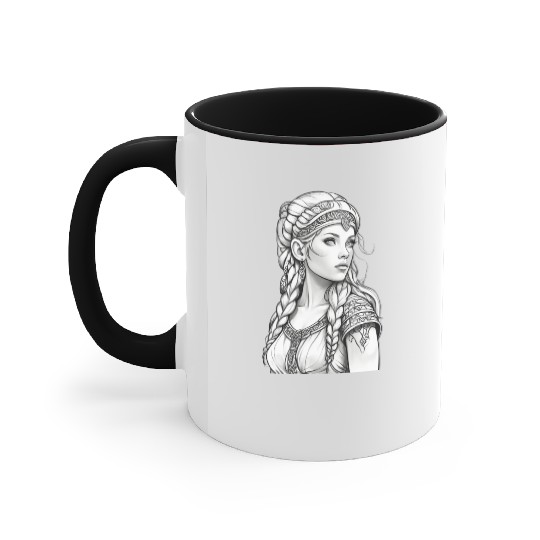 Viking female hairstyles grayscale Accent Mugs