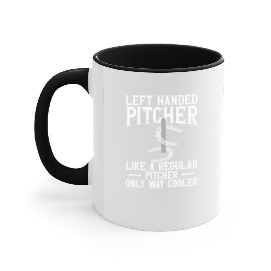 Left Hander Pitcher Horseshoe Pitching Accent Mugs