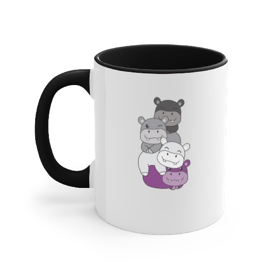 Asexual Flag Pride Lgbtq Cute Hippo Bunch Accent Mugs