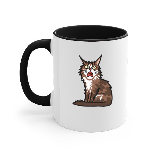 Maine Cat - Grumpy or Surprised Expression Accent Mugs
