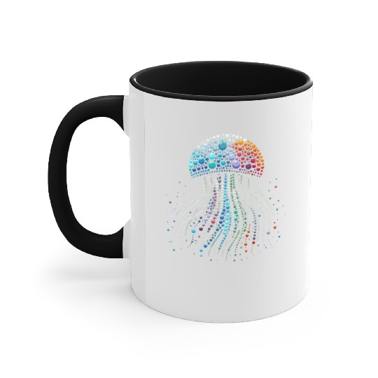 Neon Abyss - Jellyfish Pebble Art Accent Mugs