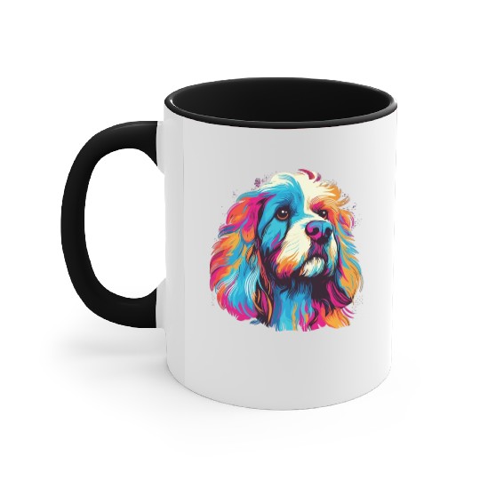 Watercolor Colorful Tibetan Spaniel Accent Mugs