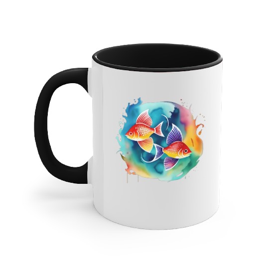 Color splash zodiac: Pisces Accent Mugs