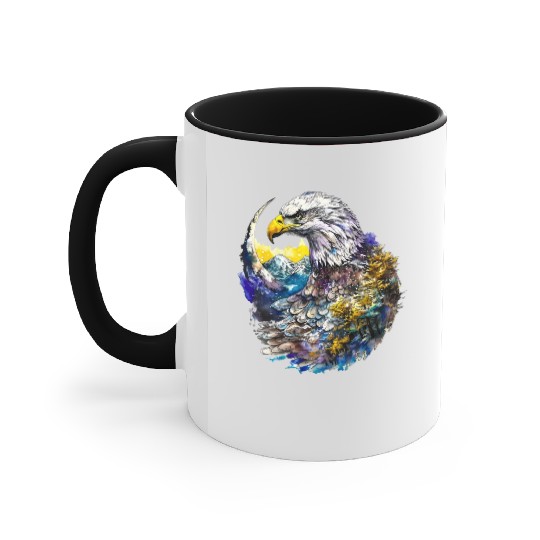 Wilderness Watercolor Forest Moon Eagle Accent Mugs
