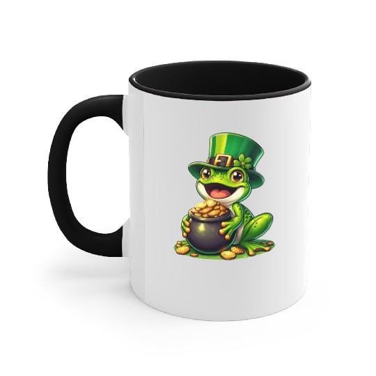 St. Patrick's Day Frog with Gold Accent Mugs