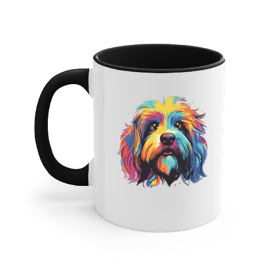 Watercolor Colorful Tibetan Spaniel Accent Mugs