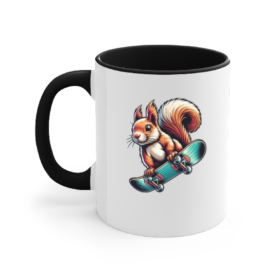 Skateboard Sport Squirrel Nuts Animal Lover Accent Mugs