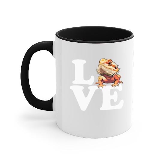 I love bearded dragon, reptile bearded Accent Mugs