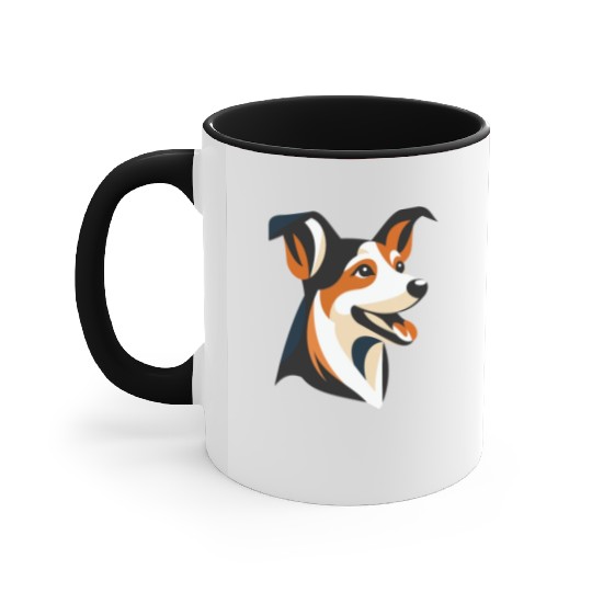 Border Collie Illustration for Dog Lovers Accent Mugs