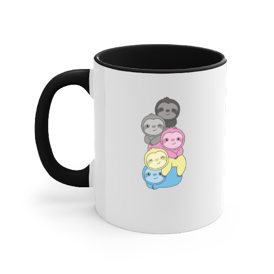 Polygender Flag Pride Lgbtq Cute Sloth Accent Mugs