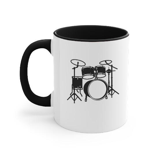 Drum kit logo for drummer Accent Mugs