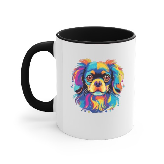 Watercolor Colorful Tibetan Spaniel Accent Mugs