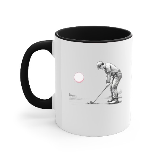 Fairway Focus: Golf Sketch Accent Mugs