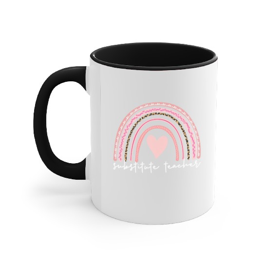 Substitute Teacher Boho Rainbow Back To School Accent Mugs