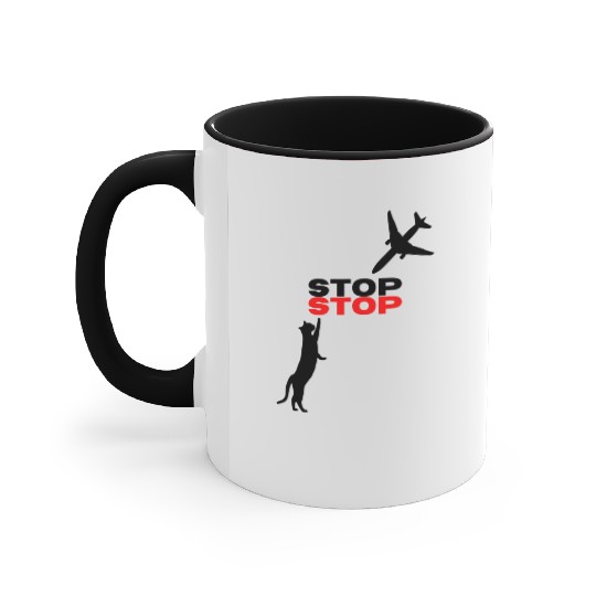 Funny Hilarious Cat Kitty Stop Airplane In Mid Air Accent Mugs