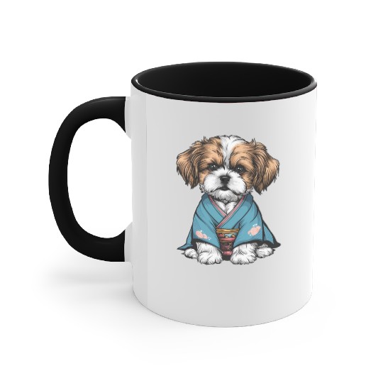 Shih Tzu In Kimono Accent Mugs