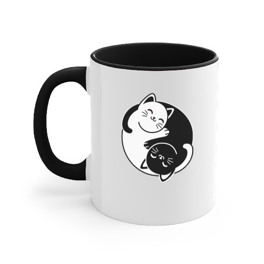 Yin and Yang Cats Accent Mugs
