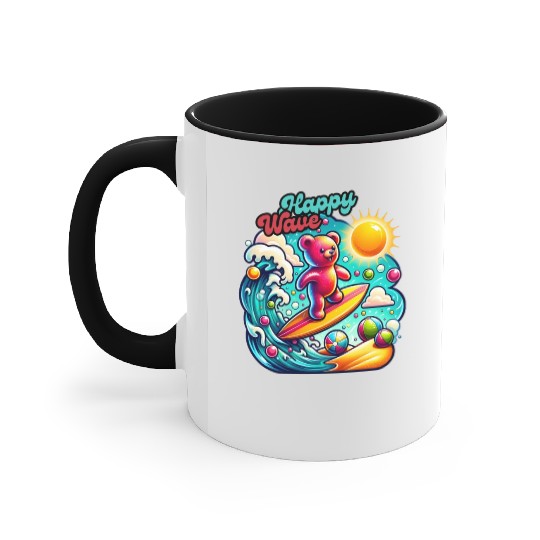 Happy Wave: Surfing Teddy Adventure Accent Mugs