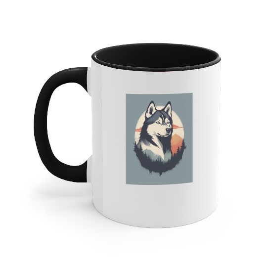Husky Dog 2 - Japanese Old Vintage Accent Mugs