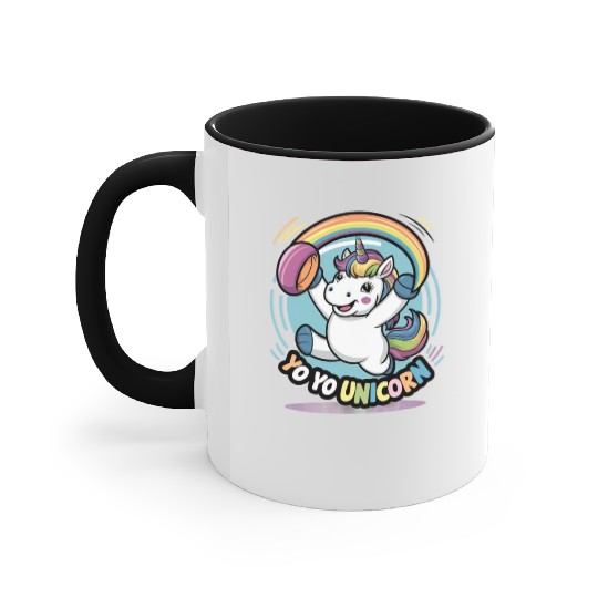 Funny YoYo Unicorn Rainbow Skill Accent Mugs