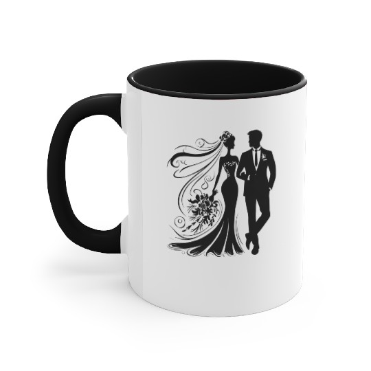 Bride Groom Accent Mugs