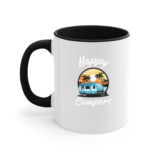 Funny Camping Hiking Lover Present Happy Camper Accent Mugs