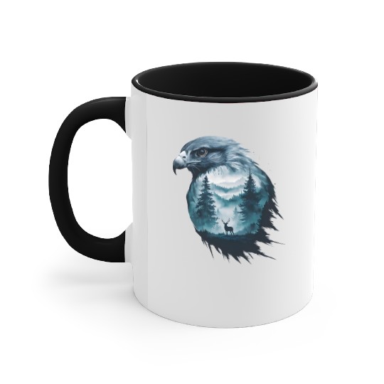 Majestic Eagle And Serene Wilderness Scene Accent Mugs