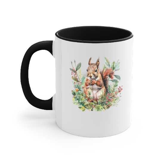Squirrel Clipart - Woodland Creatures Art, Cute Accent Mugs