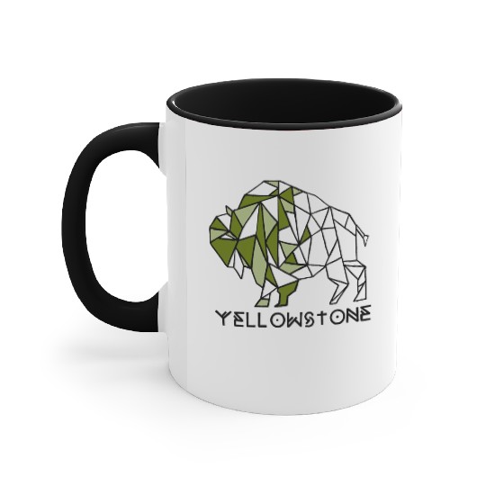 Army Green YStone Bison Design Accent Mugs