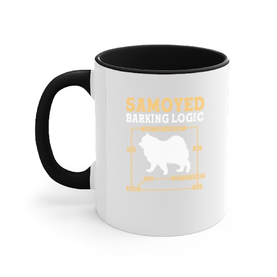 Dog Barking Logic Funny Samoyed Dog Pun Accent Mugs