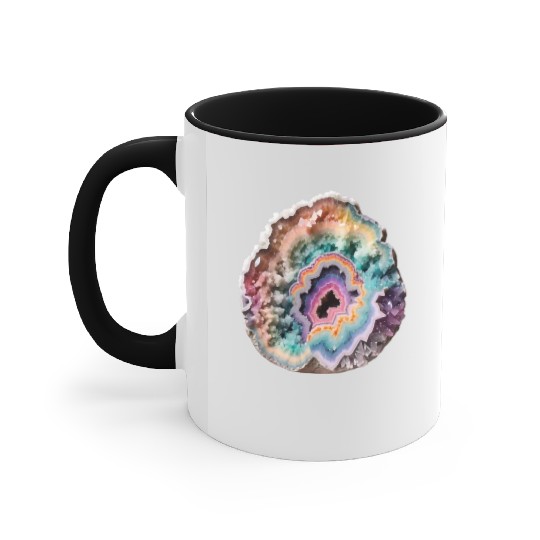 Fantasy Pastel Rainbow Geo Stone Crystal Accent Mugs