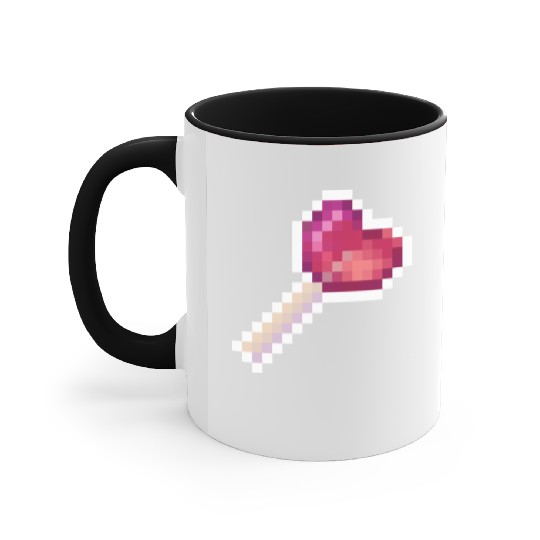 Pixel Art Sprite Cute Heart Lollipop Accent Mugs
