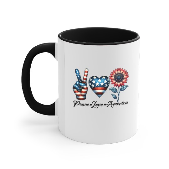 Peace Love America Accent Mugs