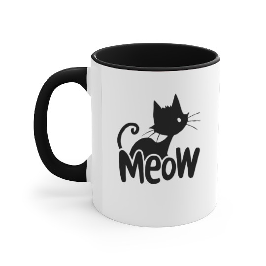 Charming Meow Cat Print Accent Mugs