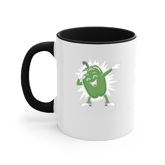 Green Bell Pepper Dabbing Accent Mugs