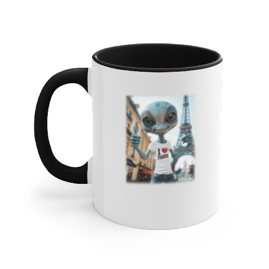 A Alien in Paris. I love Paris Accent Mugs