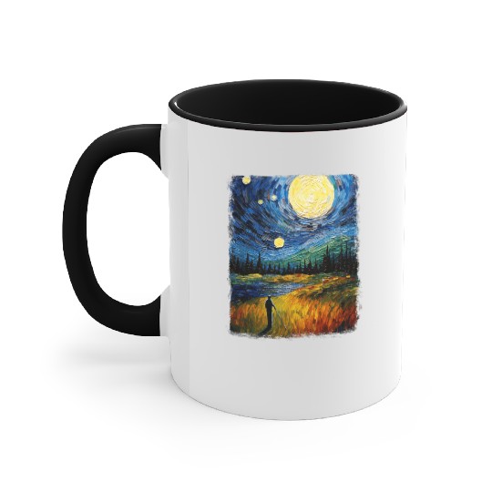 Golf Player Golfer Golfing Starry Night Painting Accent Mugs