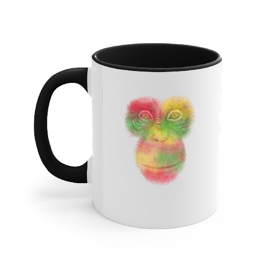 Colorful Retro Monkey Face Accent Mugs - Funny Monkey