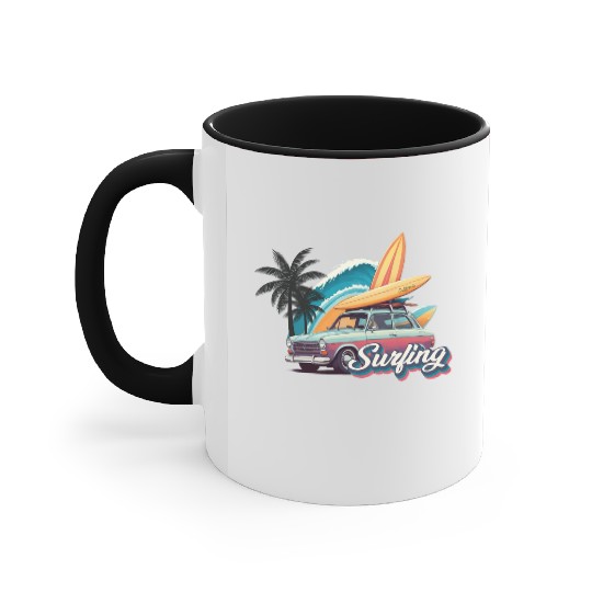 Surfing Car Accent Mugs