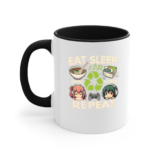 Cute Anime Eat Sleep Anime Repeat Manga Accent Mugs