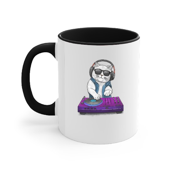 White Cat DJ Accent Mugs