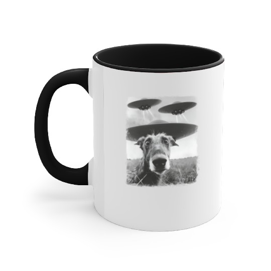 Irish Wolfhound Dog UFO Alien Extraterrestrial Sel Accent Mugs