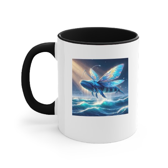 The blue whale-hornet Accent Mugs